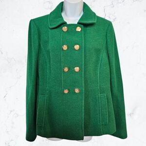 Ann Taylor Loft Emerald Green St. Patrick's Button Front Peacoat